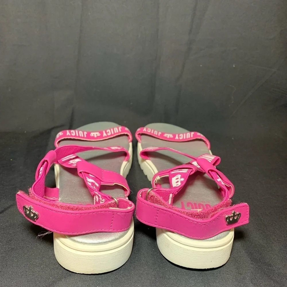 Juicy Couture Girls Size 5 Pink and White Elastic Sandals